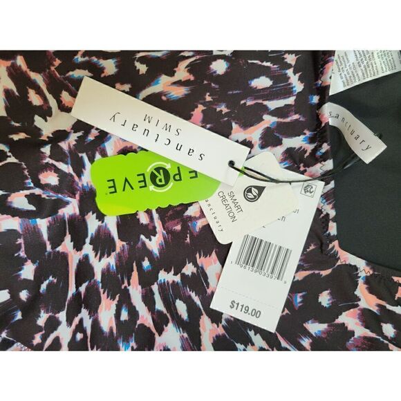 Sanctuary Swim Sz XL Square Neckline High Leg Leopard One Piece Swimsuit New - Picture 9 of 9